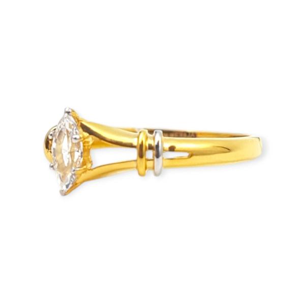 Ladies Gold Ring with Plain Design with Beautiful Stone